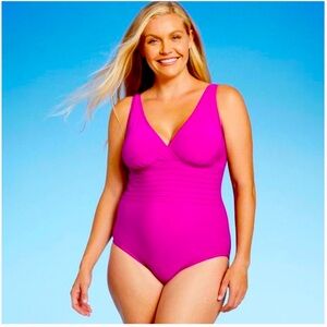 Women's UPF 50 Waist Detail One Piece Swimsuit - Aqua Green